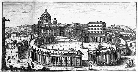Bernini''s Original Plan For St. Peter''s Square, Rome — Giovanni Battista Falda