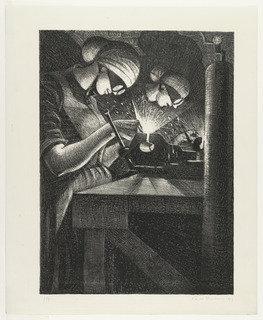 Acetylene Welder, Plate 3 From The Series Building Aircraft — Christopher Richard Wynne Nevinson