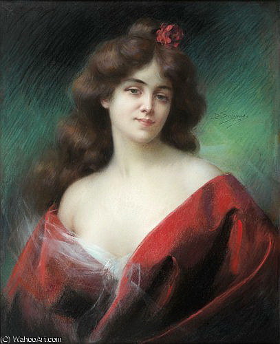 Portrait De Femme A La Robe Rouge — Delphin Enjolras