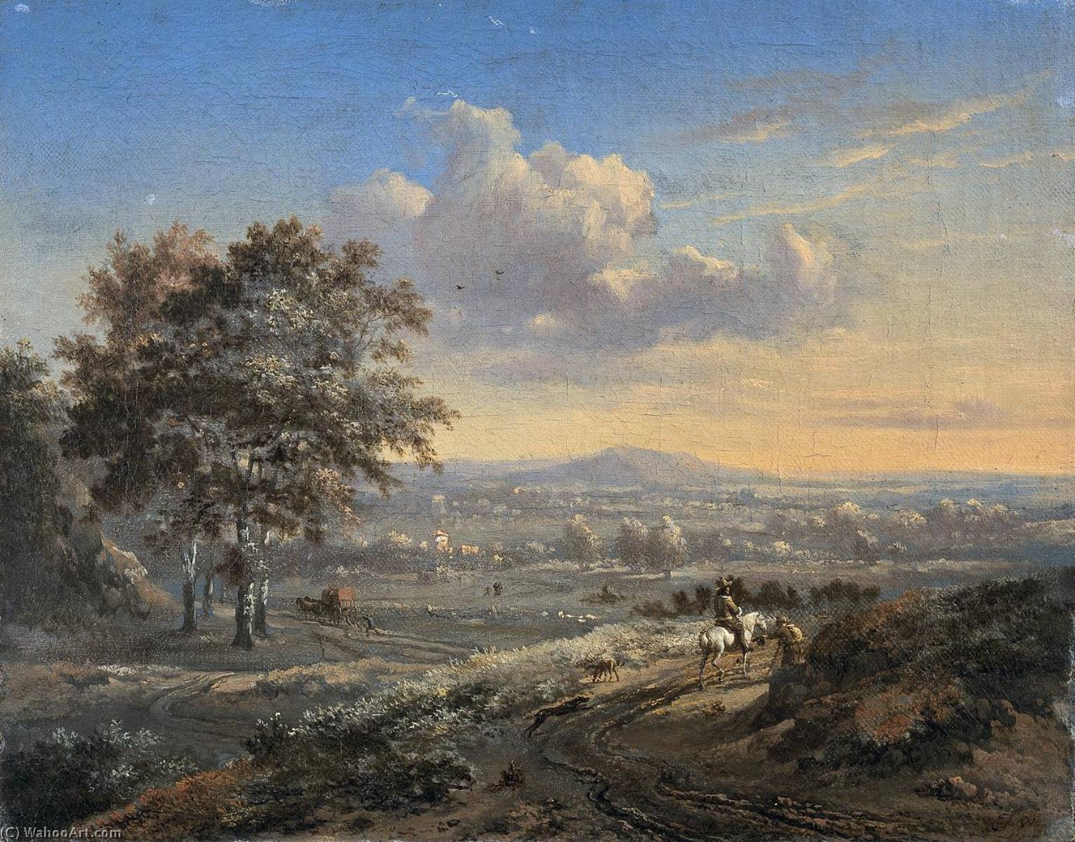 Hilly Landscape With A Rider On A Country Road — Jan Jansz Wijnants