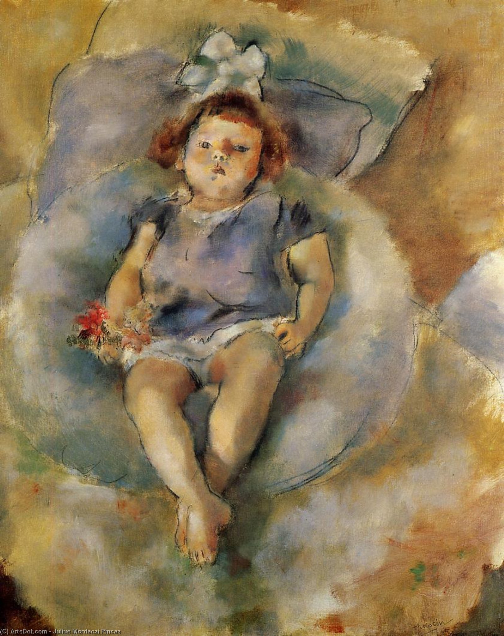 Little Girl With A White Ribbon — Julius Mordecai Pincas