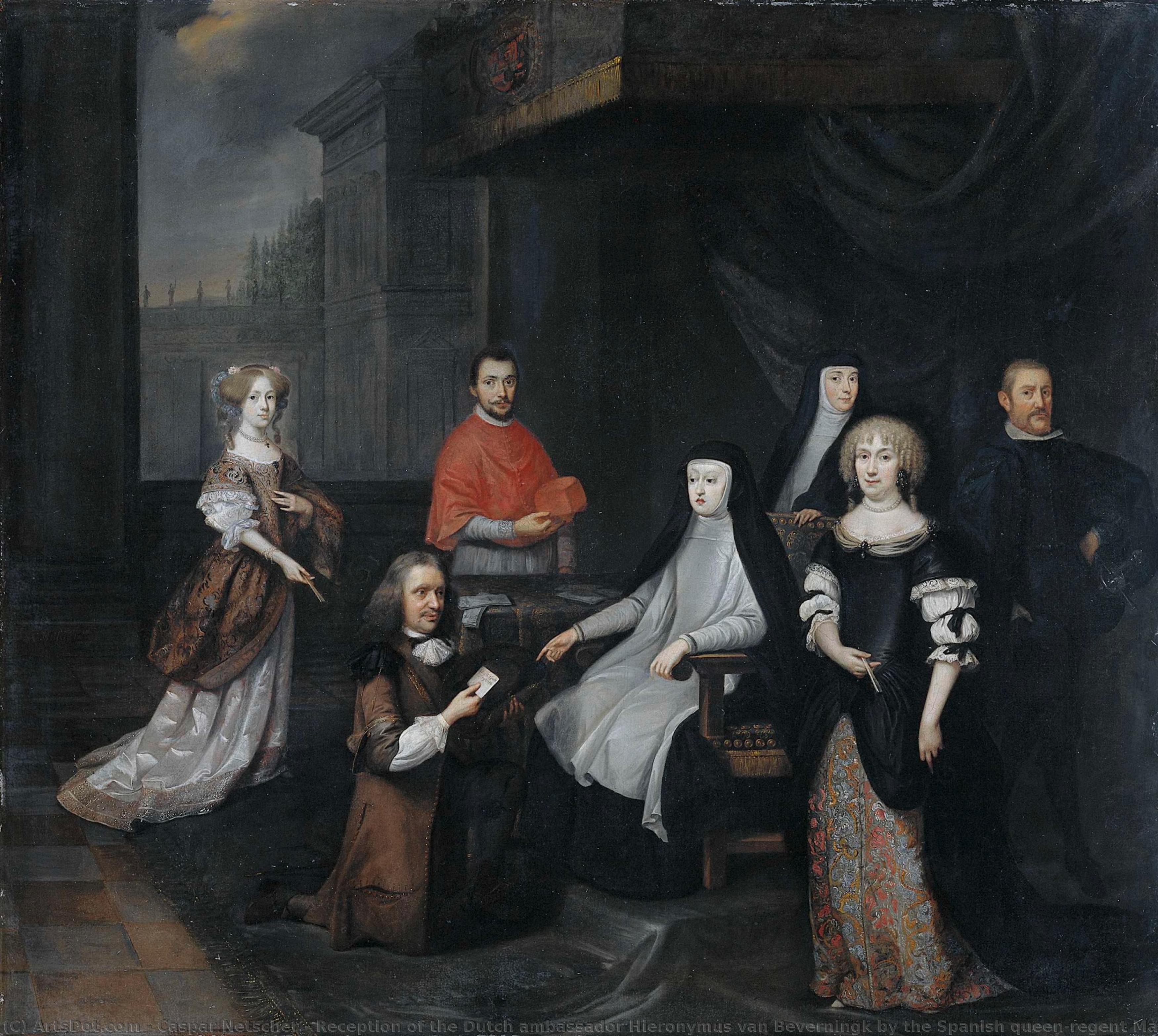 Reception Of The Dutch Ambassador Hieronymus Van Beverningk By The Spanish Queen-regent Maria-anna Of Austria, 2 March 1671, Caspar Netscher, 1671 - 1675 — Caspar Netscher