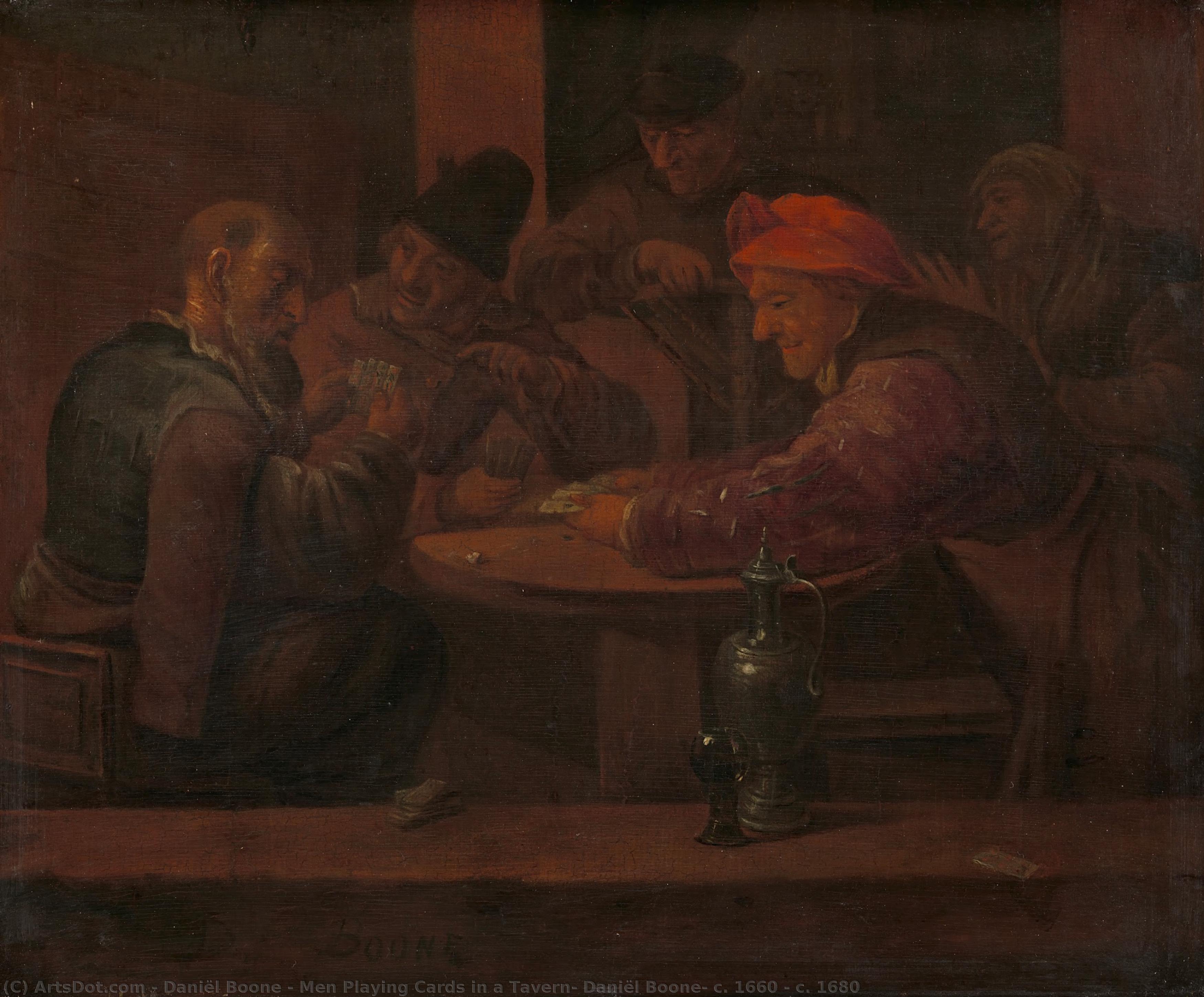 Men Playing Cards In A Tavern, Daniël Boone, C. 1660 - C. 1680 — Daniel Adriaensen