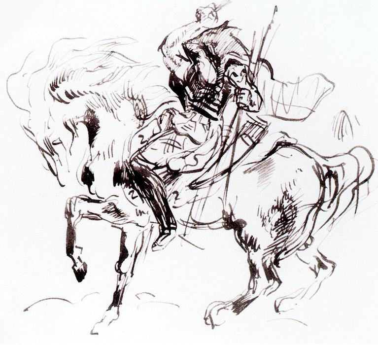 Atila; Jinete Esgrimiendo Un Arma — Eugène Delacroix