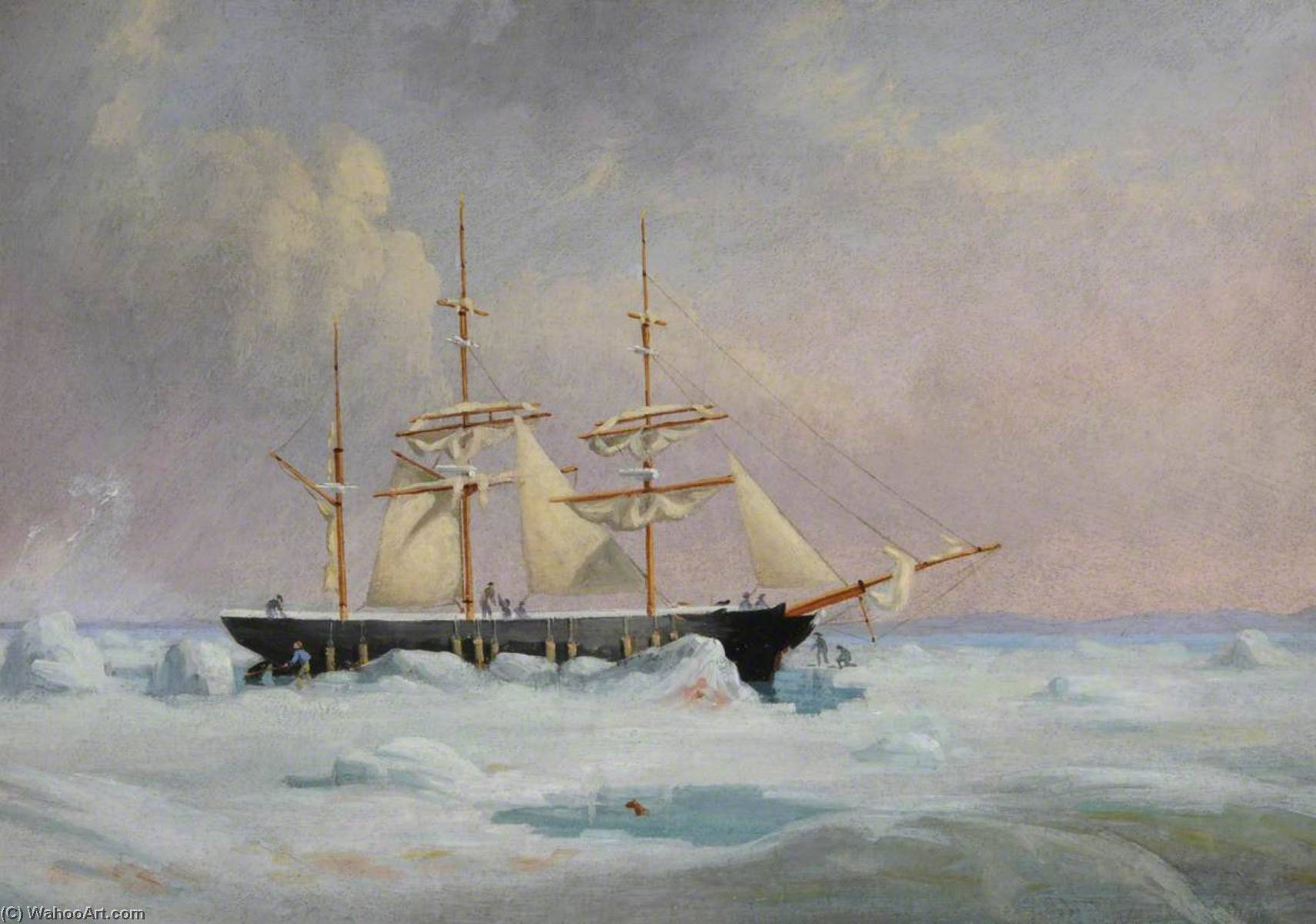 Three Masted Boat Set In Pack Ice, Bay Of Chaleur — Philip John Ouless