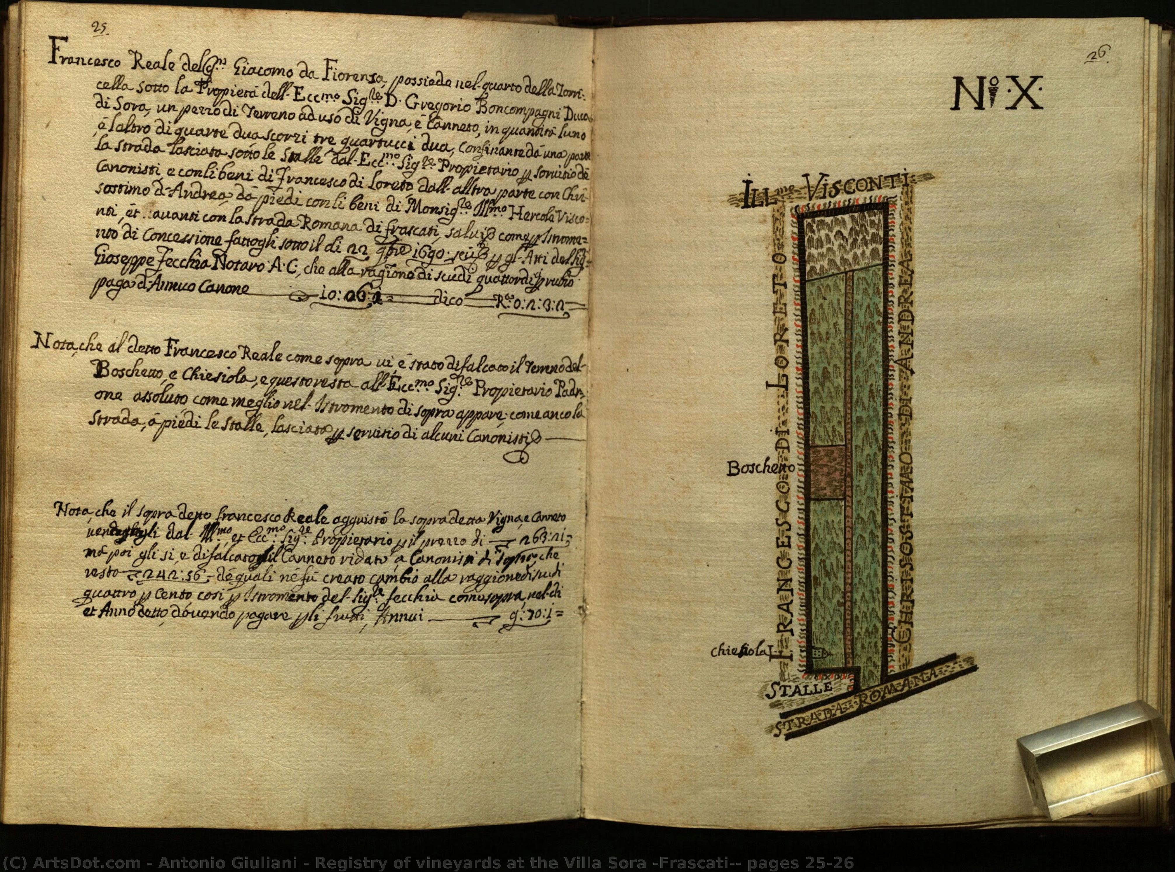 Registry Of Vineyards At The Villa Sora (frascati): Pages 25-26 — Antonio Giuliani