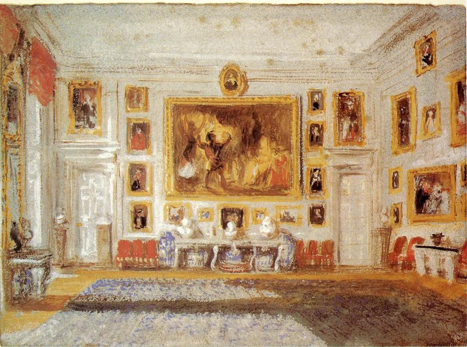 Petworth, The Drawing Room, Bodycolor On Blue Paper — Joseph Mallord William Turner