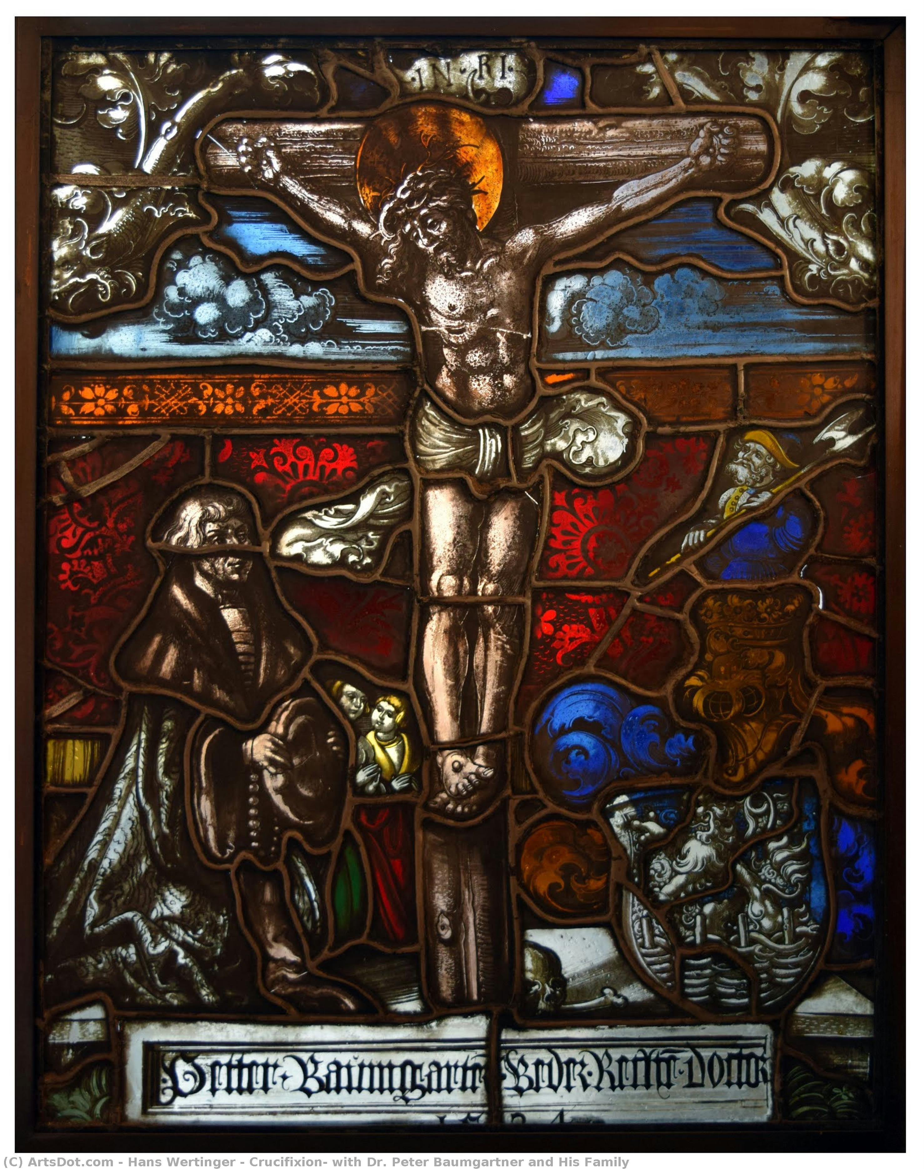 Crucifixion, With Dr. Peter Baumgartner And His Family — Hans Wertinger