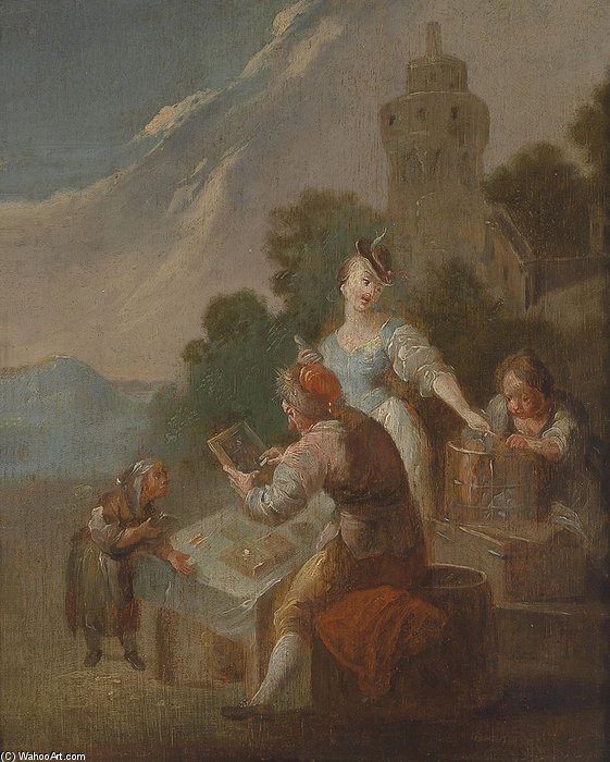 Kinder Beim Unterricht Im Freien — Johann Georg Platzer
