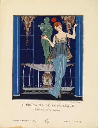 La Fontaine De Coquillages, Robe Du Soir De Paquin — Georges Barbier