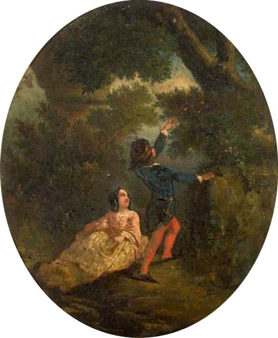 Young Man Reaching Up To Pick Flowers For A Young Lady — Philip James De Loutherbourg