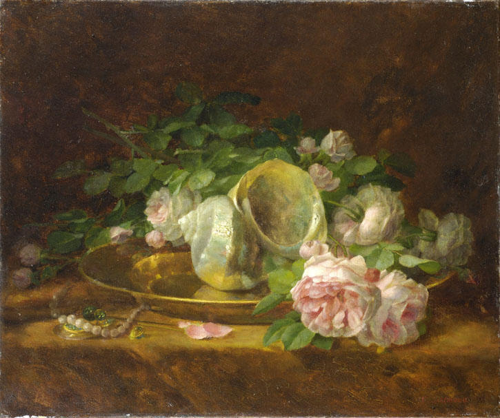 Platter With Seashells, Roses, Pearls And Earrings — Georgios Jakobides