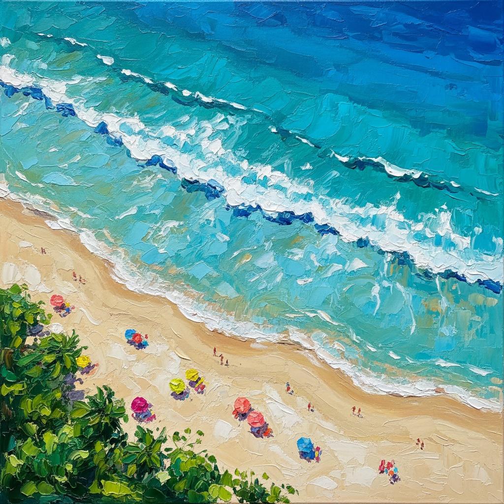 Rhythmic Azure Tides: A Sculptural Exploration Of Sunlit Surf And Infinite Coastal Serenity — Laurent Delcourt