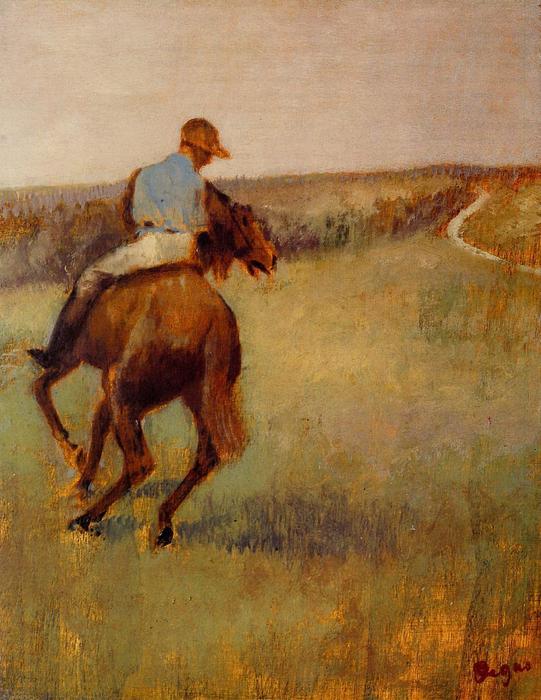 Jockey In Blue On A Chestnut Horse — Hilaire-germain-edgar Degas