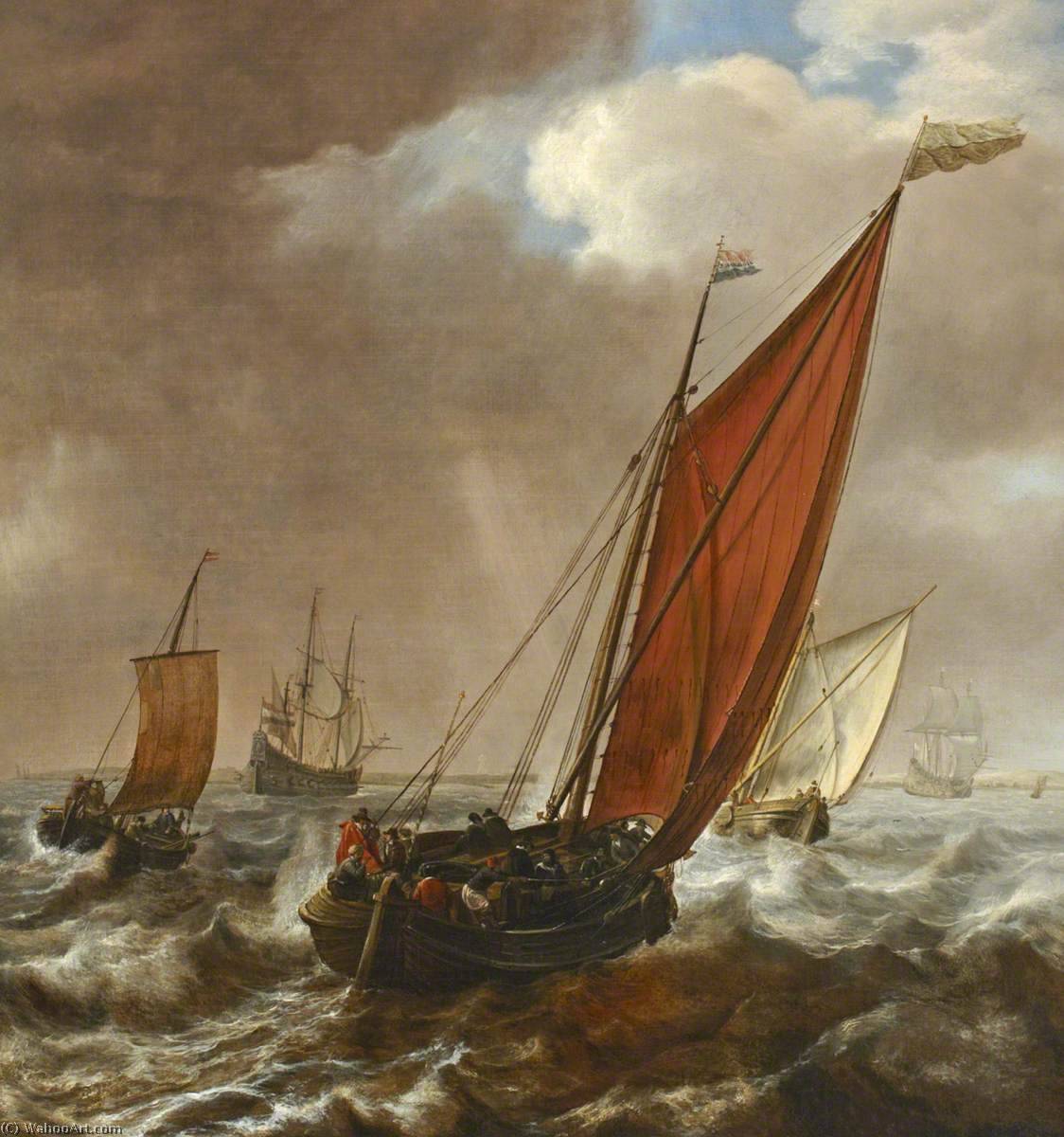 A Dutch Ferry Boat Before A Breeze — Simon Jacobsz De Vlieger