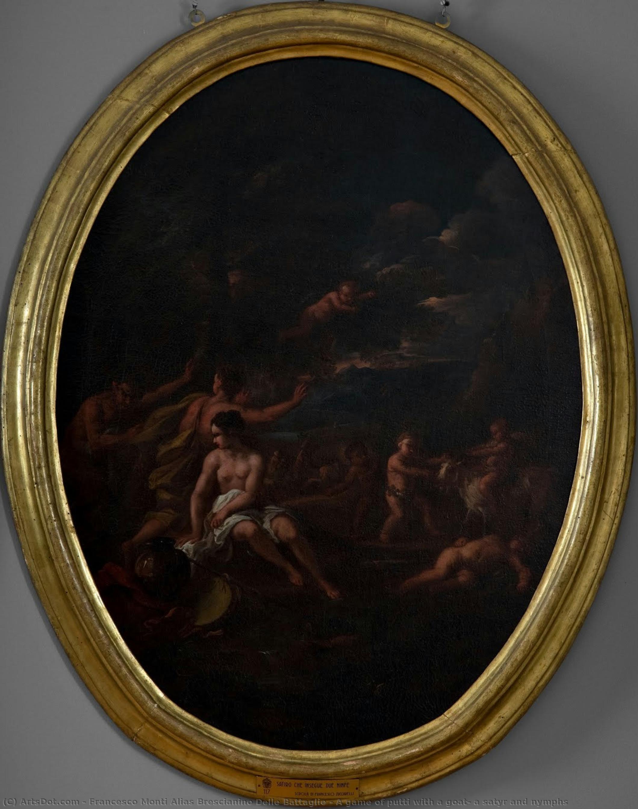 A Game Of Putti With A Goat, A Satyr And Nymphs — Francesco Monti Alias Brescianino Delle Battaglie