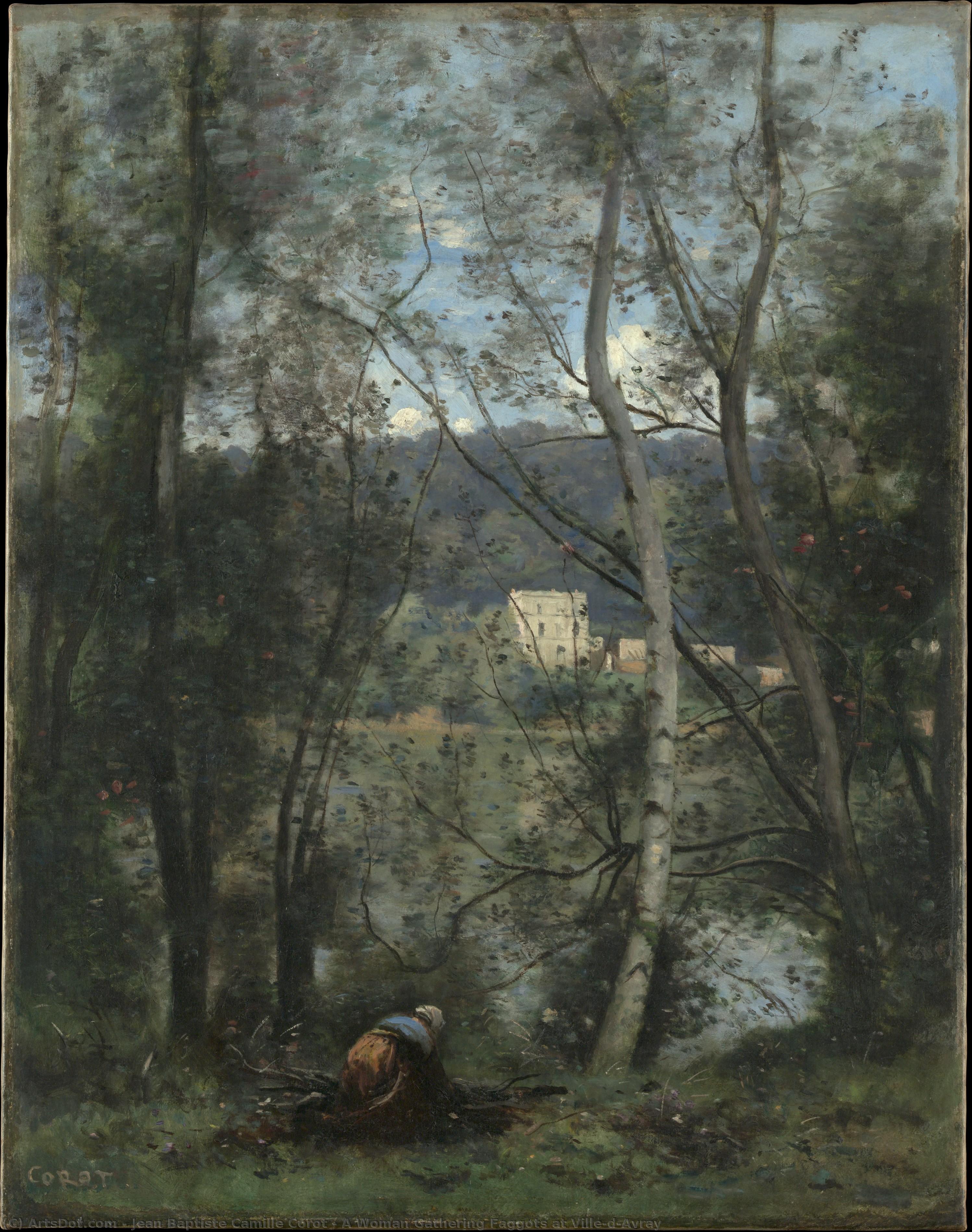 Una Mujer Recolectando Leña En Ville-d'avray — Jean-baptiste-camille Corot