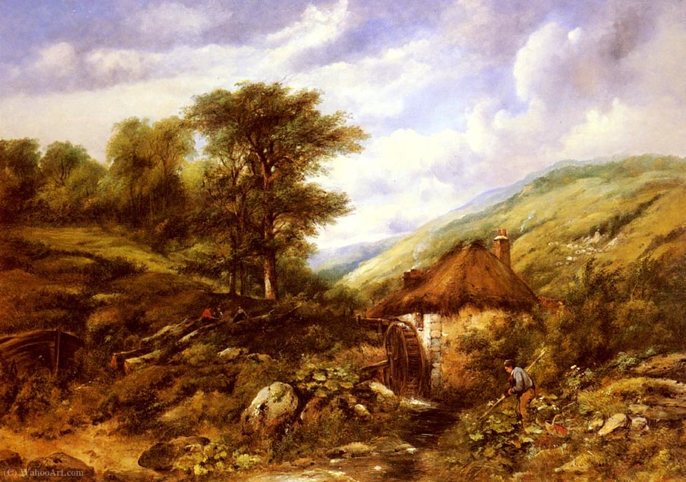 An Overshot Mill In A Wooded Valley — Frederick Waters (william) Watts