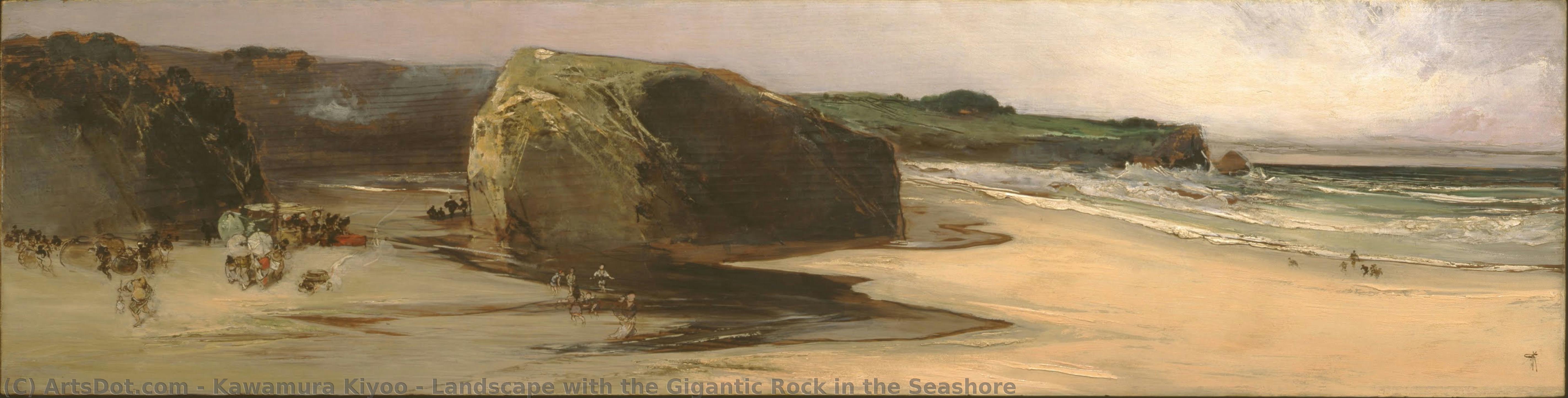 Landscape With The Gigantic Rock In The Seashore — Kawamura Kiyoo