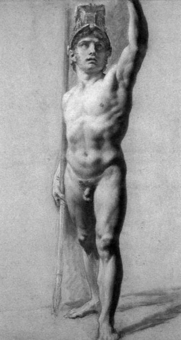 Male Nude Raising His Arm — Pierre-paul Prud'hon