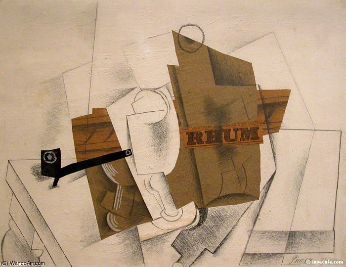 Pipe, Verre Et Bouteille De Rhum — Pablo Picasso