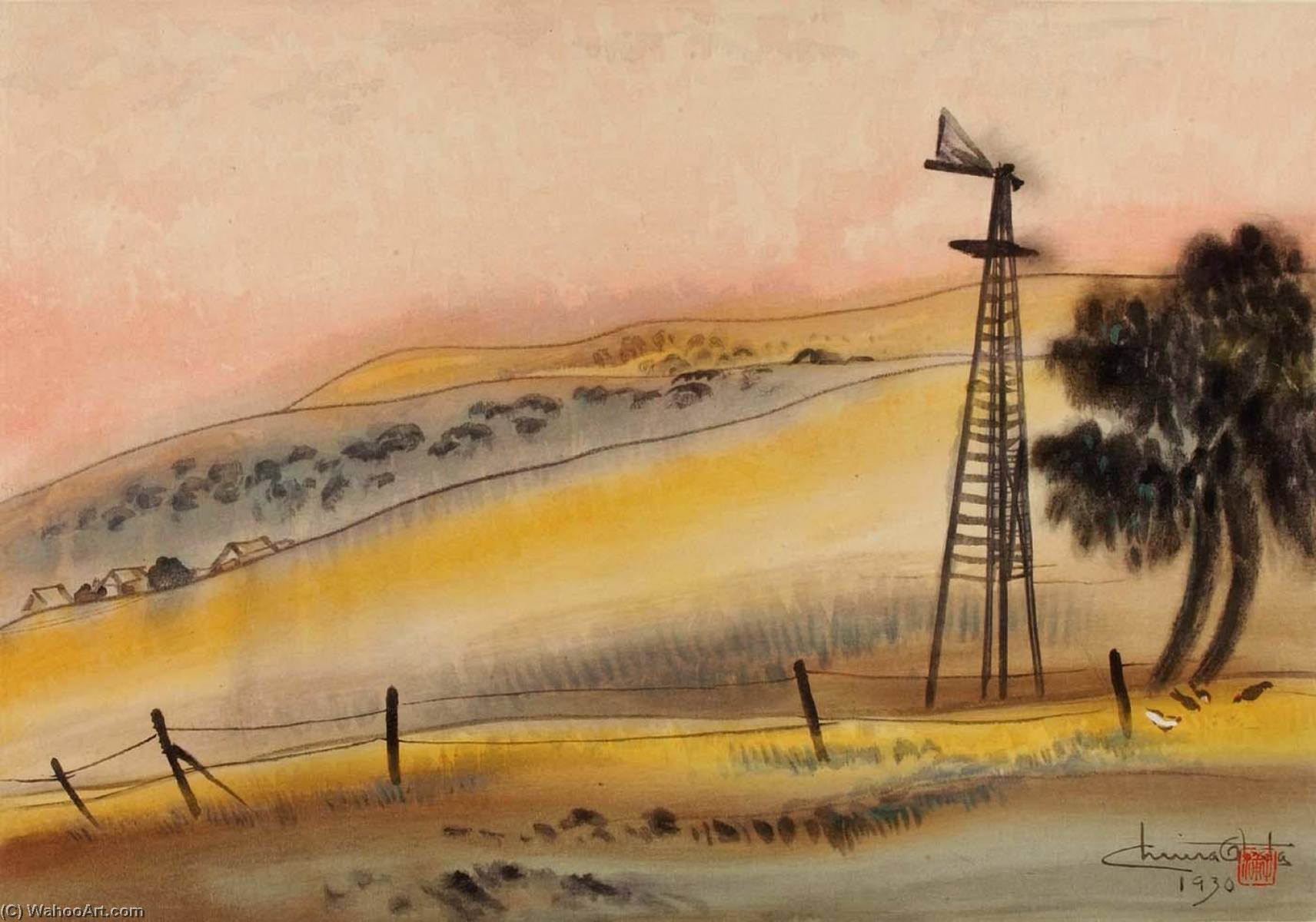Dawn, Knights Ferry, Stanislaus County — Chiura Obata