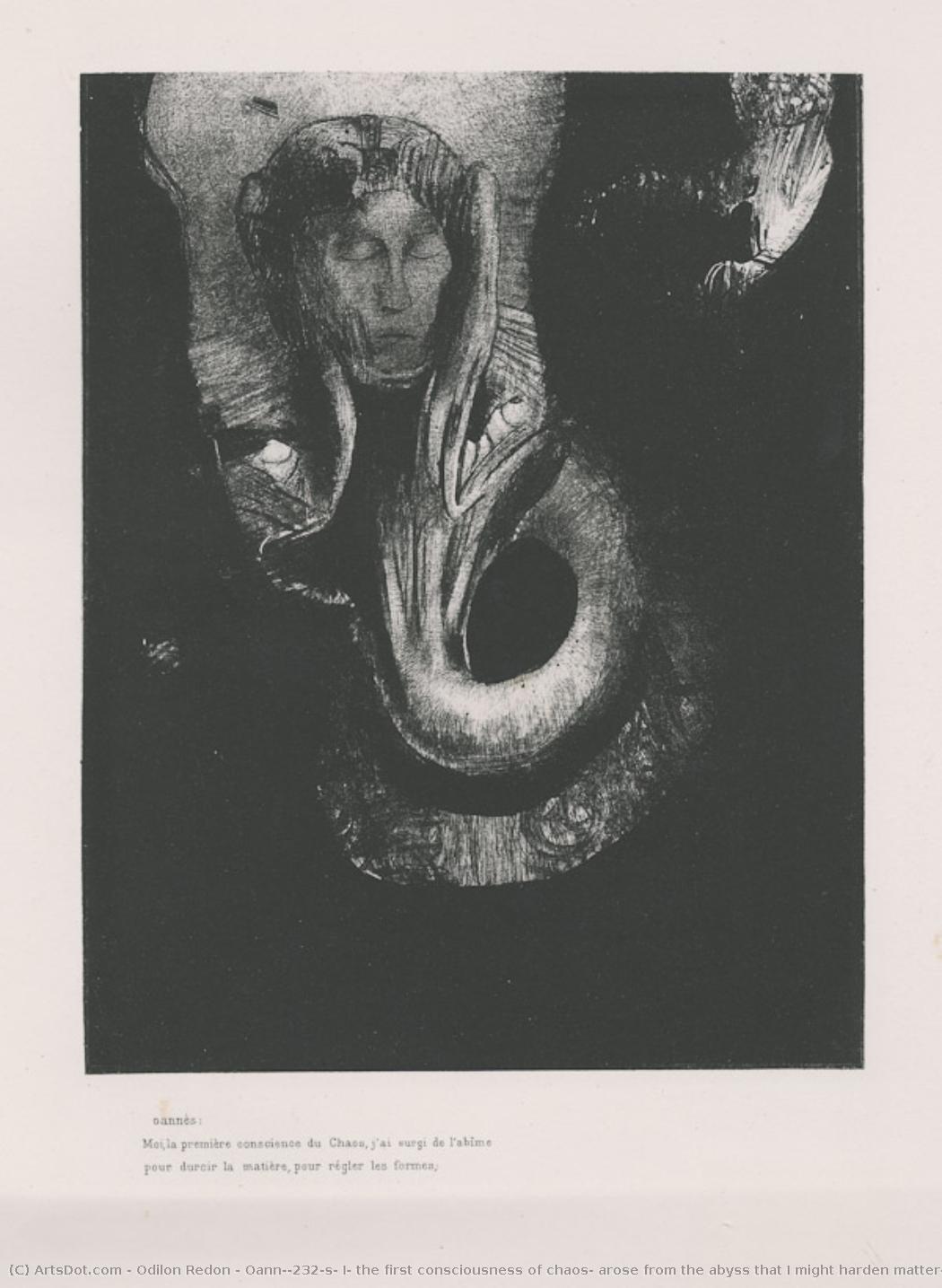 Oannès: I, The First Consciousness Of Chaos, Arose From The Abyss That I Might Harden Matter, And Give Law Unto Forms (plate 14) — Odilon Redon