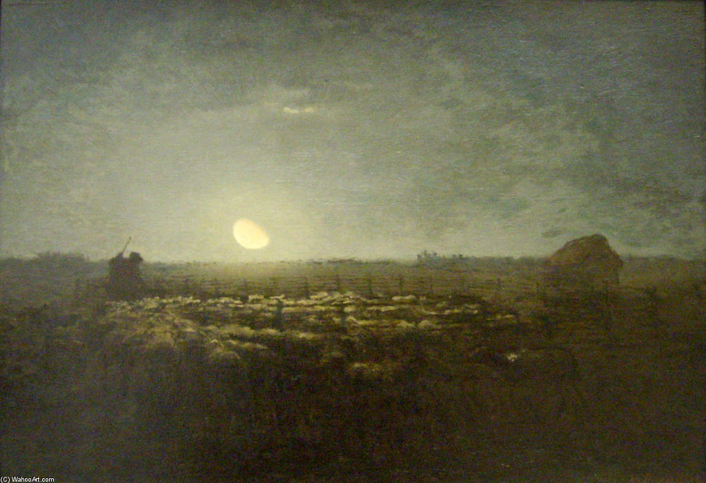 The Sheep Pen, Moonlight — Jean-françois Millet