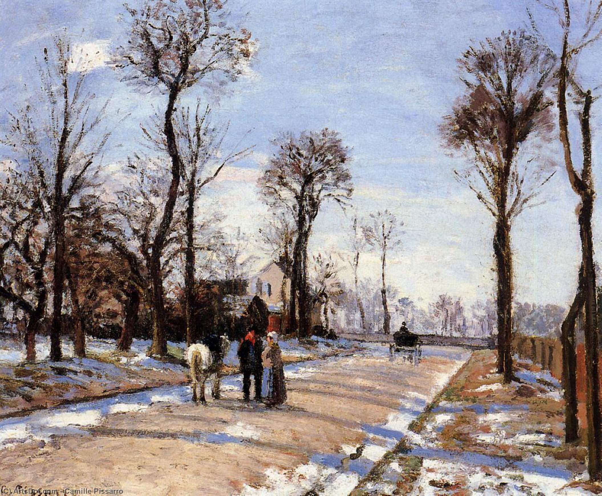Street Winter Sunlight And Snow — Camille Pissarro