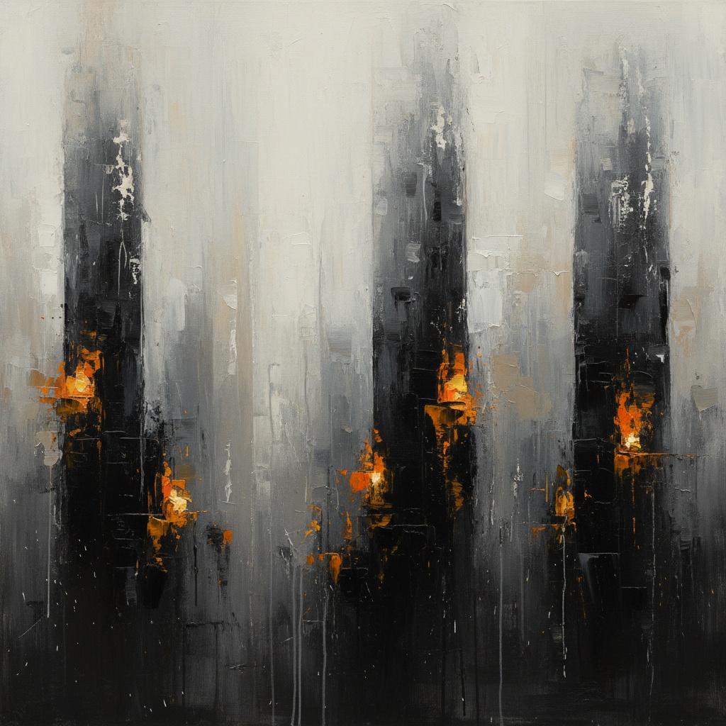 Eroded Monoliths Of Charcoal And Embers In A Singular Moment Of Decay — Christian Noiret