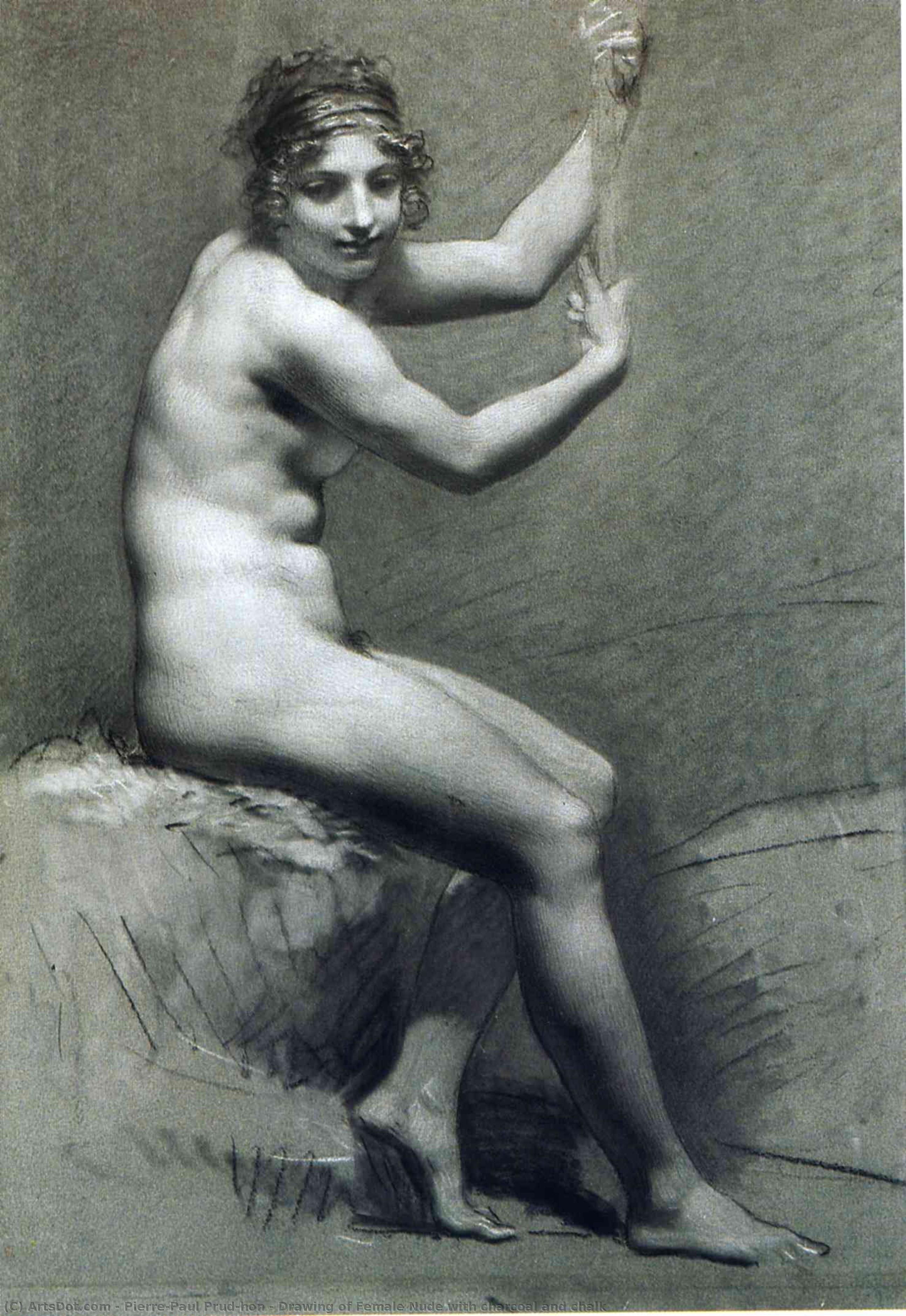 Drawing Of Female Nude With Charcoal And Chalk — Pierre-paul Prud’hon