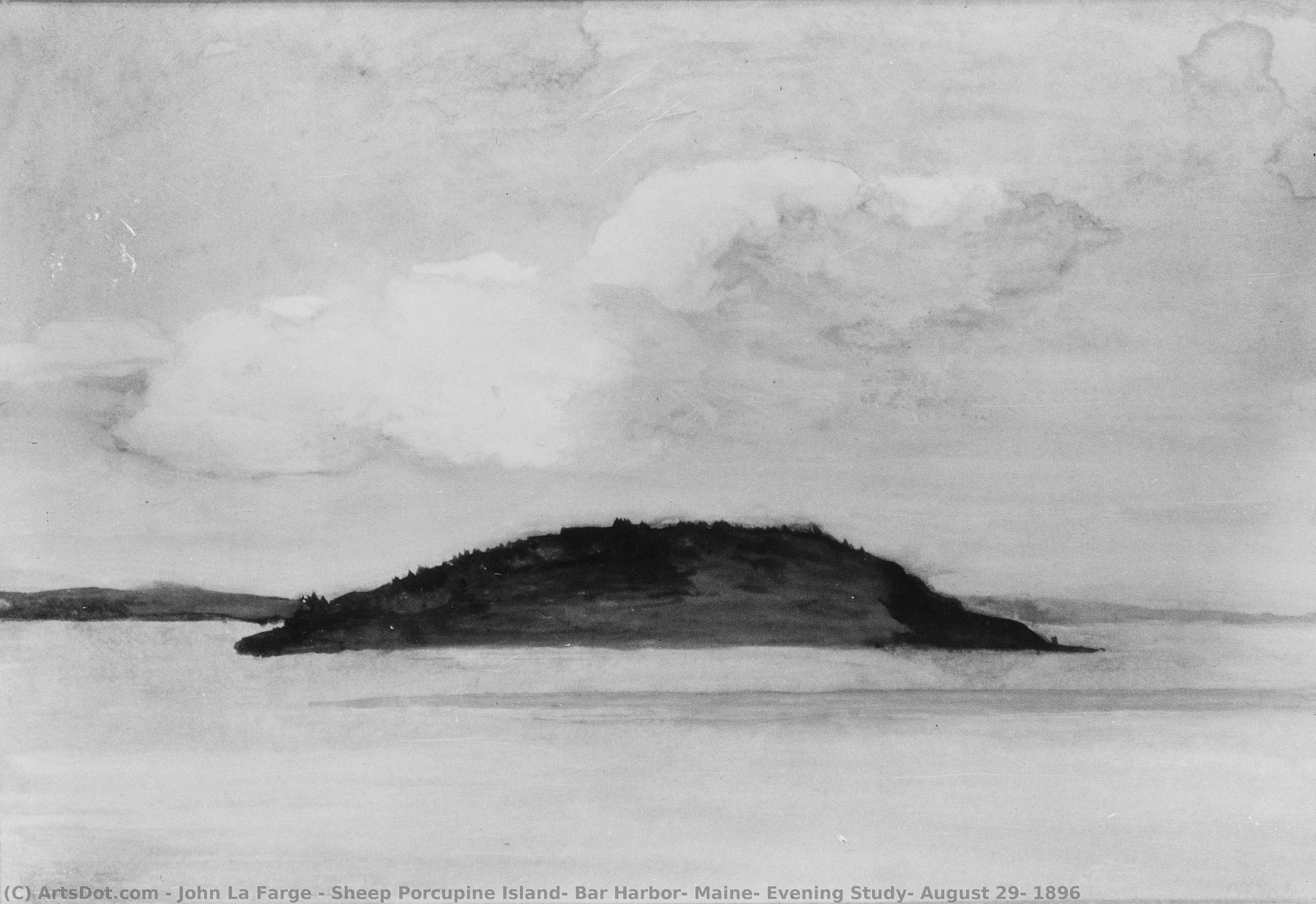 Sheep Porcupine Island, Bar Harbor, Maine, Evening Study, August 29, 1896 — John La Farge