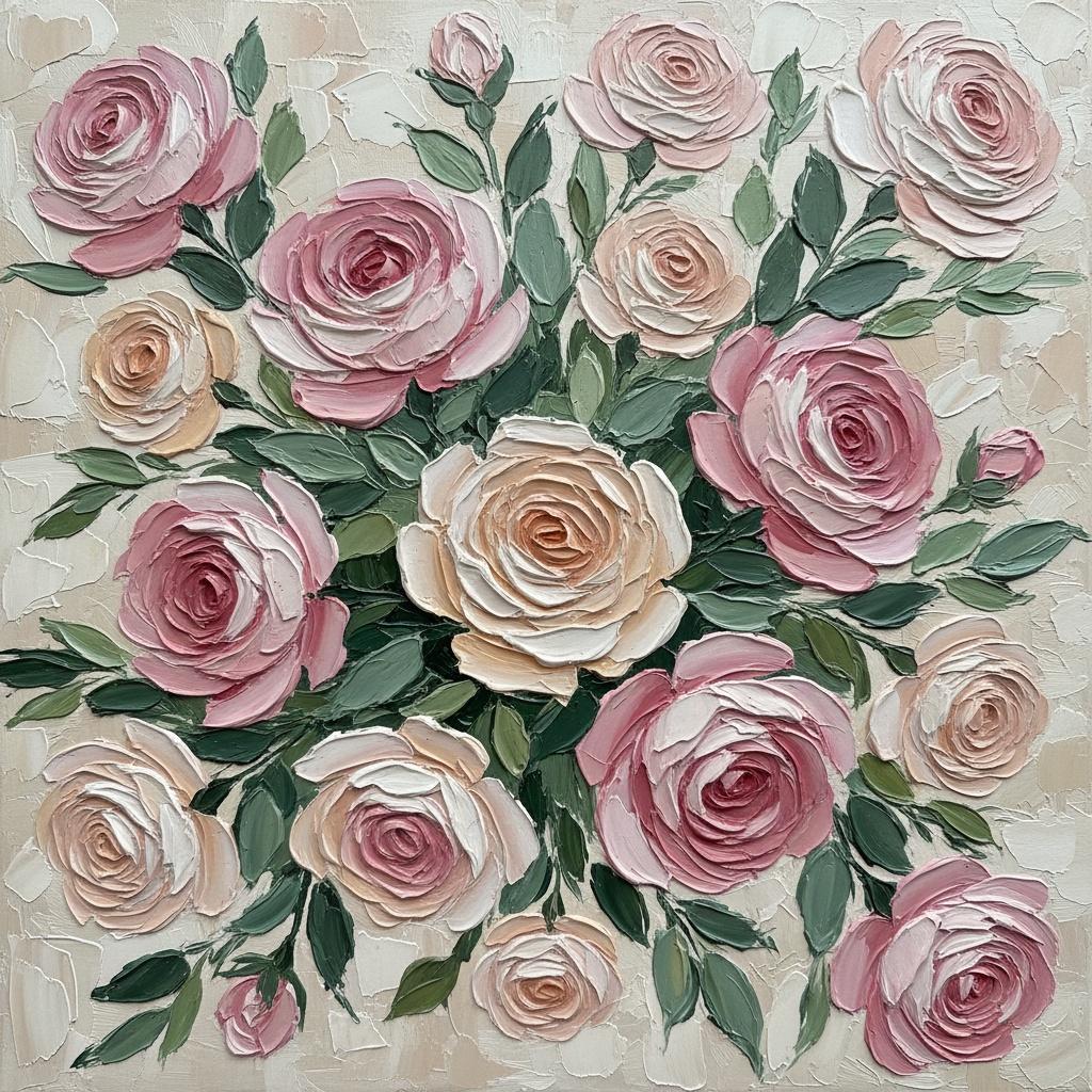 Ätherische Blüte Im Relief: Eine Monumentale Studie Skulpturaler Rosen-impasto — Christian Noiret