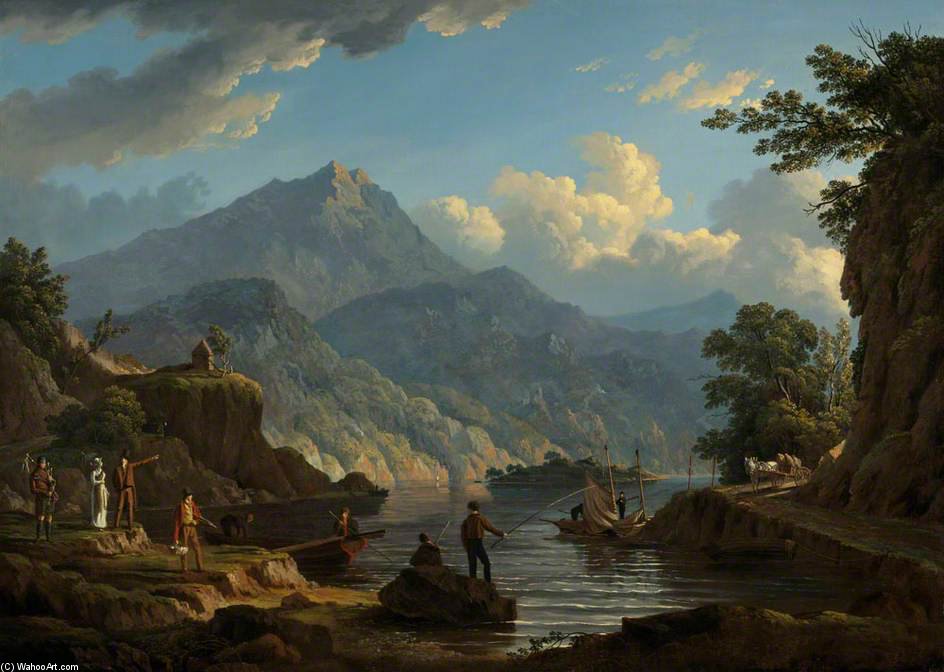 Landscape With Tourists At Loch Katrine — John Knox