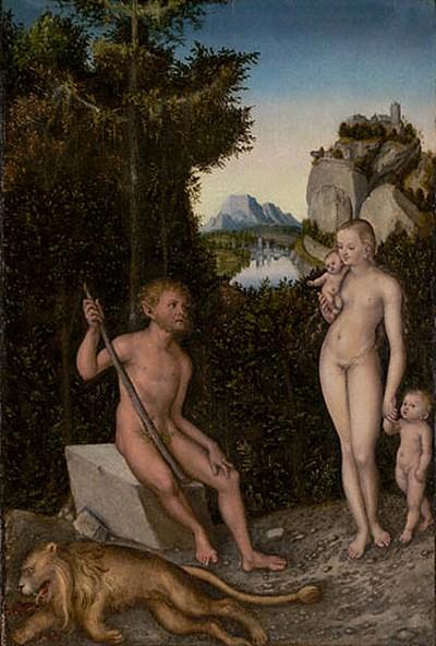 A Faun And His Family With A Slain Lion — Lucas Cranach The Elder