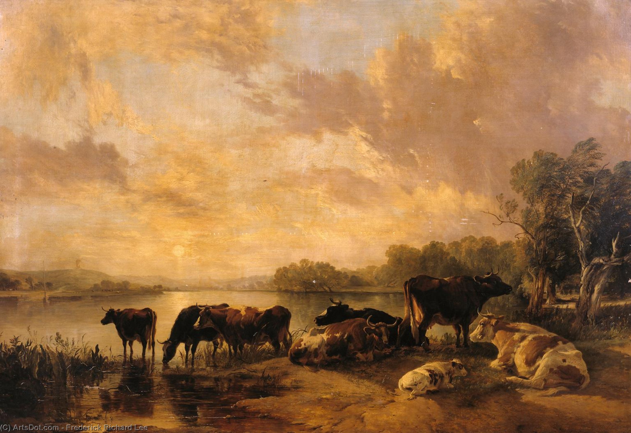A River Scene (cattle By Thomas Sidney Cooper) — Фредерик Ричард Ли