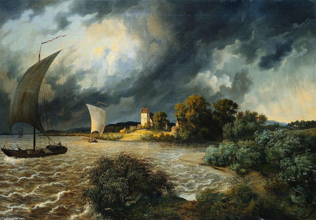 Thunderstorm In The Area Of The Village Kaditz — Ernst Ferdinand Oehme