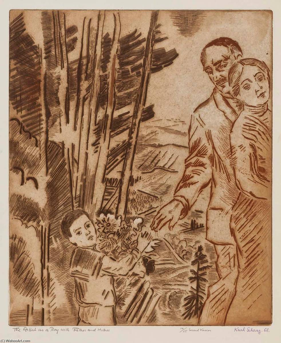 The Artist As A Boy With His Father And Mother (second Version) — Karl Schrag