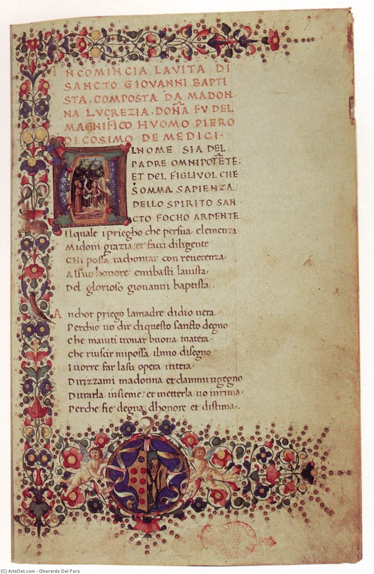 Manuscript With Poems By Lucrezia Tornabuoni — Gherardo Del Fora