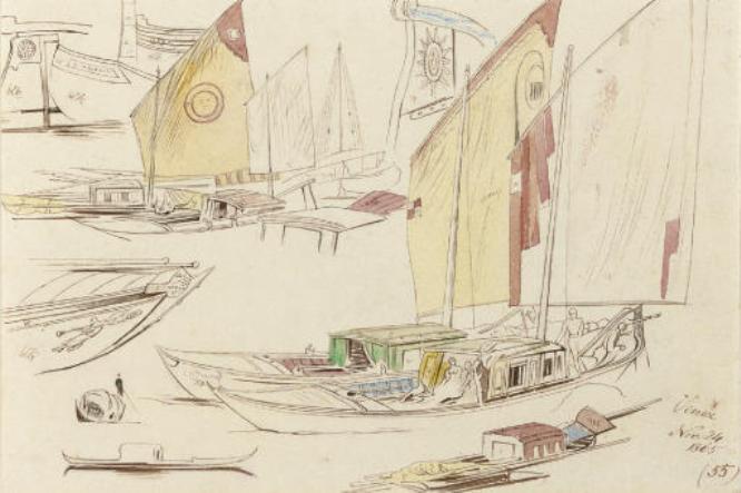 Studies Of Sailing Barges, Venice — Edward Lear