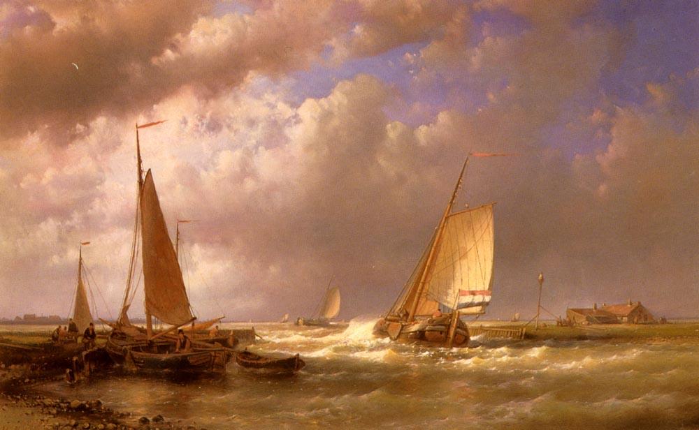 Dutch Barges At The Mouth Of An Estuary — Abraham Hulk Senior