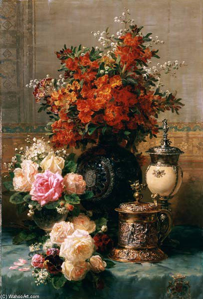 Still Life Of Roses And Other Flowers — Jean Baptiste Robie