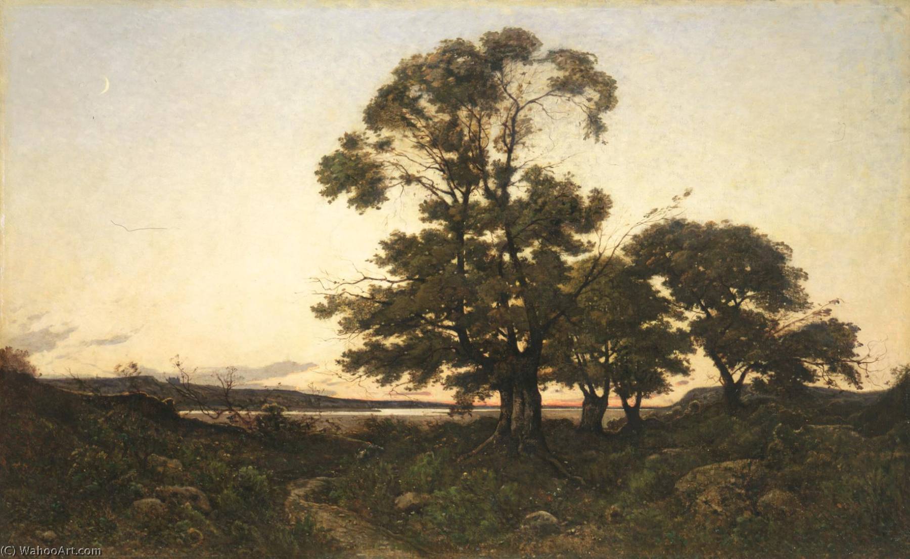 Moonrise On The Loire At Briare — Henri-joseph Harpignies