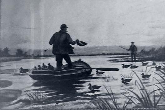 Hunting For Mallards, (painting) — Lewis L Cross
