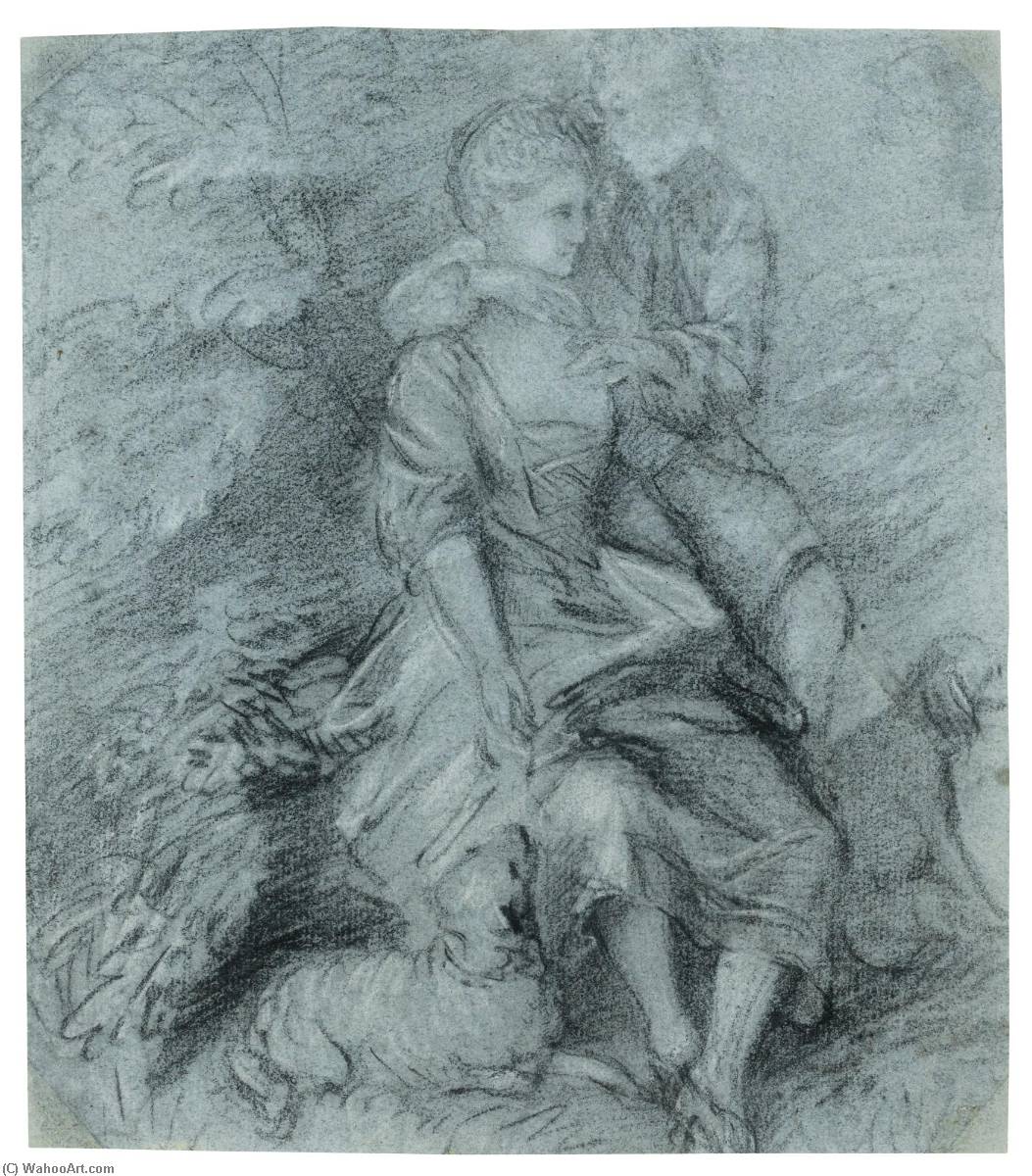 A Rustic Scene With A Shepherdess And Her Admirer — Thomas Gainsborough