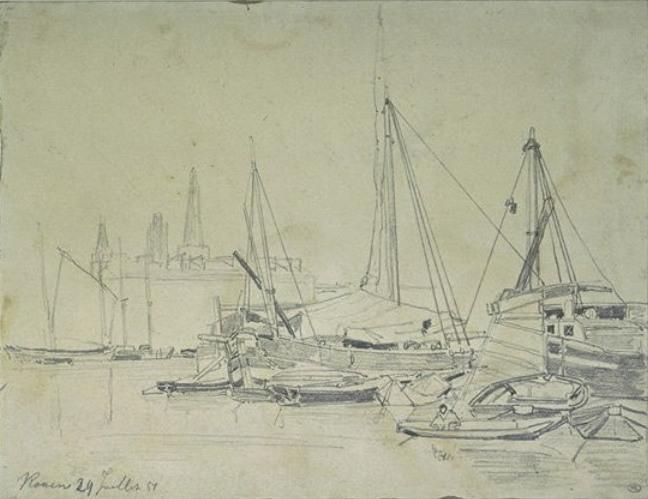 View Of The Port Of Rouen — Johan Barthold Jongkind