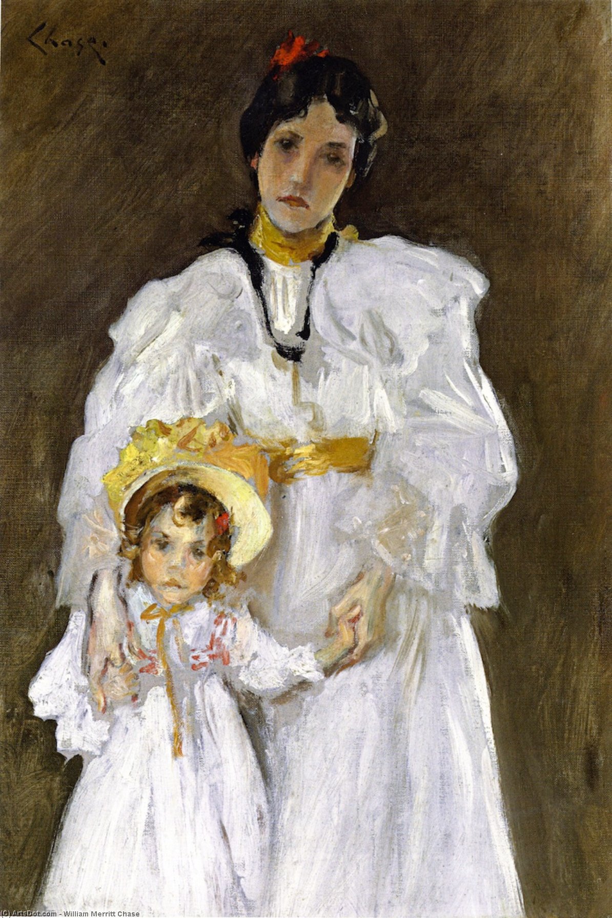 Double Portrait: A Sketch (also Known As Sketch For The Portrait Of Mother And Child) — William Merritt Chase