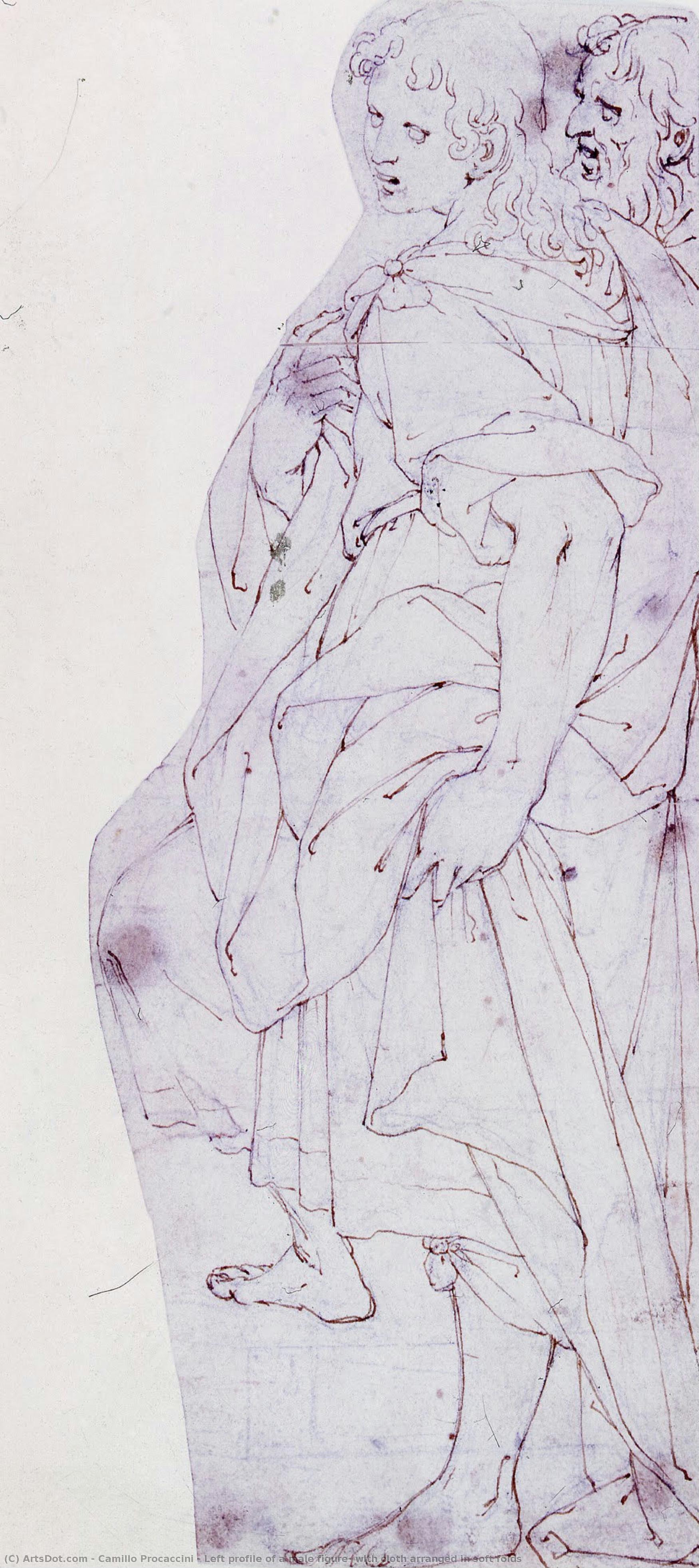 Left Profile Of A Male Figure, With Cloth Arranged In Soft Folds — Camillo Procaccini