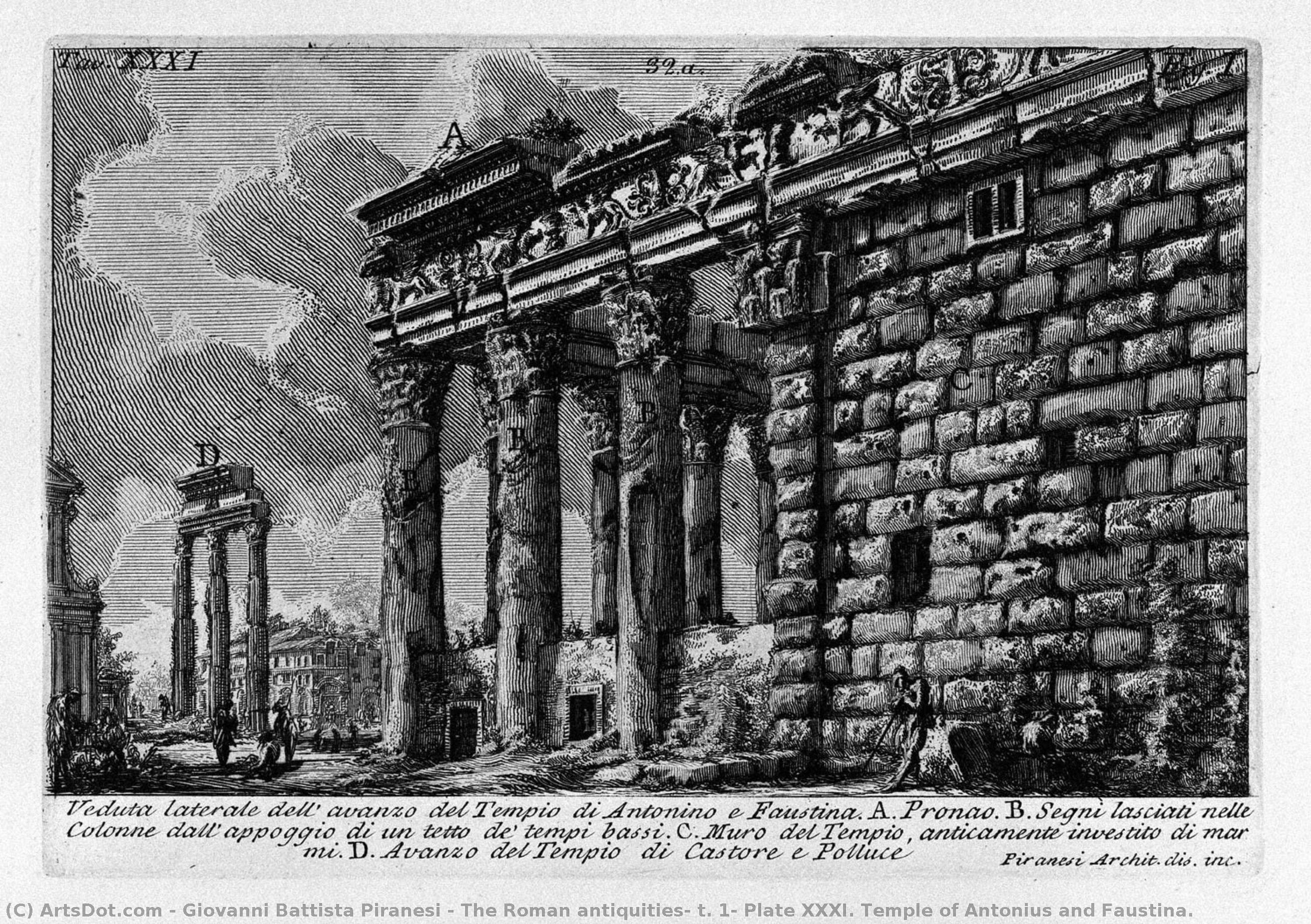 The Roman Antiquities, T. 1, Plate Xxxi. Temple Of Antonius And Faustina. — Giovanni Battista Piranesi