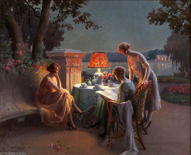 Elegantes Sur La Terrasse Devant Le Lac Dannecy — Delphin Enjolras